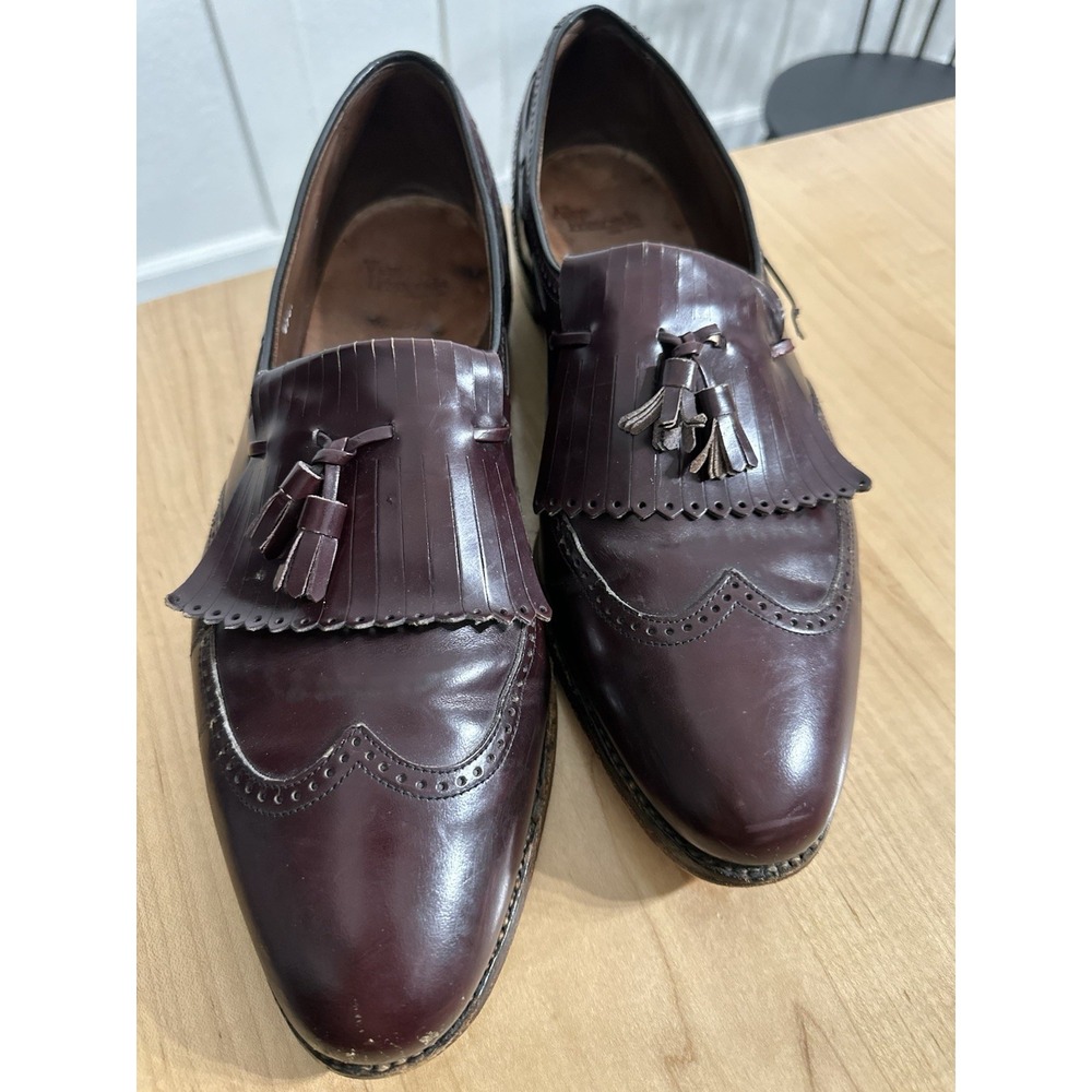 Allen Edmonds Grayson Burgundy Tassel Loafers Mens 15 B USA Made Dress Shoes